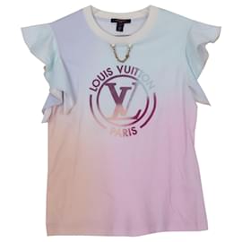 T-Shirt aus Baumwolle mit Volantärmeln und LV Circle Farbverlauf - Louis Vuitton