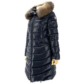 Chaqueta de plumón larga brillante Moncler Apia con piel de zorro