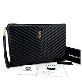 Saint Laurent Clutch trapuntata da donna nera