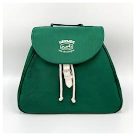Hermès Bolso tote de lona Green Vintage