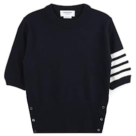 Kurzärmeliger Intarsia-Strick - Thom Browne