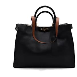 Kleiner Peekaboo X-Tote Tote Bag und Schultertasche aus schwarzem Leder - Fendi