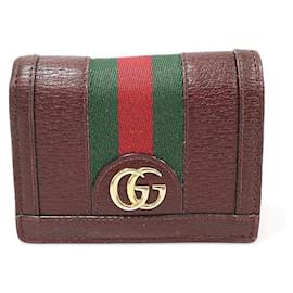Gucci Tarjetero Ophidia en piel color Burgundy