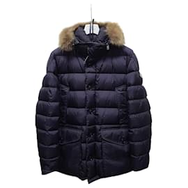 Moncler Navy Badge Cluny Raccoon Fur Padded Jacket