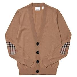 Cardigan Doneck Check Patch aus Merinowolle für Damen - Burberry