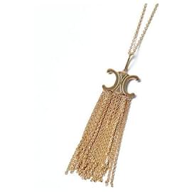 Collar largo Folk Fringe en latón con acabado dorado - Céline