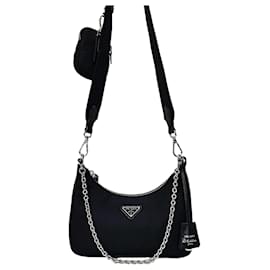 Borsa Hobo Tessuto in Re-Nylon con catena - Prada