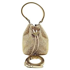 Mini borsa bucket in raso con decorazione in cristallo - Prada