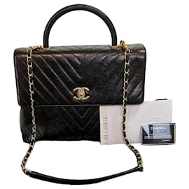 Pelle di vitello Chevron Coco Handle Oro Large - Chanel