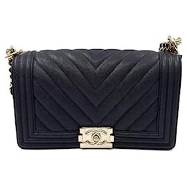 Borsa Boy Chevron in Caviar Taglia Medium - Chanel