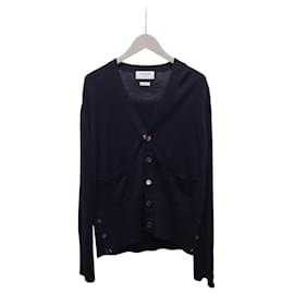 Thom Browne Marineblauer Wollstrickjacke mit diagonalen Streifen und Bündchen