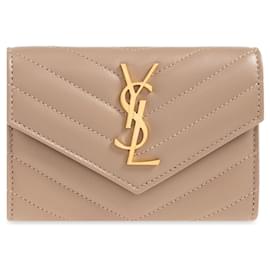 Saint Laurent Monogram Small Flap Wallet in Smooth Leather Quilted Wallet Dusty Grey