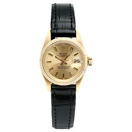 Rolex Reloj Datejust Gold Classic Vintage de piel para mujer