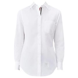 Thom Browne Camisa de popelina con ribete RWB oculto
