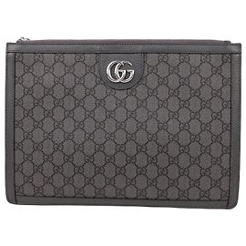 Gucci Clutch Portfolio em lona cinza