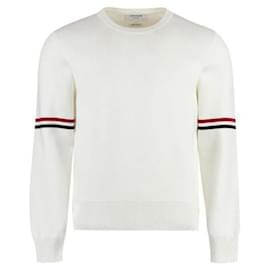Strickpullover aus Baumwolle in Milano-Stich mit RWB-Streifen - Thom Browne