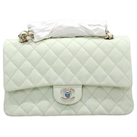 Chanel Borsa Flap con Catena Media Classic Caviar Menta Oro Champagne