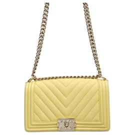 Chanel Borsa Chevron Boy Flap Bag Medium Yellow Series