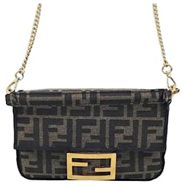 Fendi Borsa Baguette Mini FF Jacquard con catena