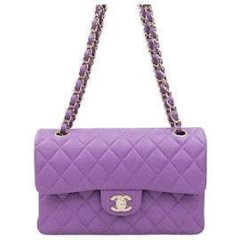Chanel Borsa Classic Small Flap Viola Champagne Oro