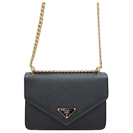 Borsa a tracolla con catena e bustina in pelle Saffiano con logo Triangle - Prada