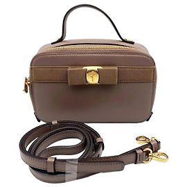 Salvatore Ferragamo Mini borsa tote New Barabow marrone scuro