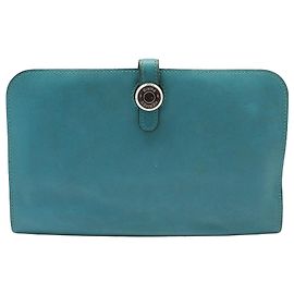 Hermès Cartera larga Dogon azul esmeralda