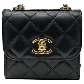 Chanel Mini borsa a catena Trendy CC in agnello nero e oro