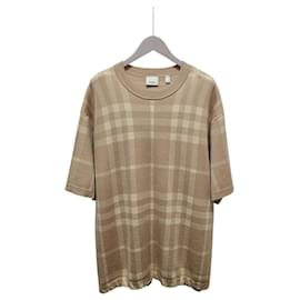 Maglia a maniche corte con motivo a quadri beige - Burberry