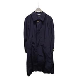 Jaqueta corta-vento longa clássica azul-marinho e dourada - Thom Browne