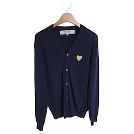 Marineblauer Cardigan für Herren mit Gold-Patch - Comme Des Garcons