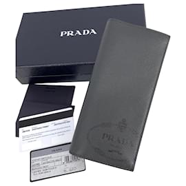 Saffiano Logo Long Wallet Gray - Prada