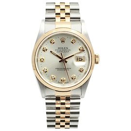 Rolex Orologio Datejust da uomo con quadrante argento e combinazione di diamanti dopo la regolazione