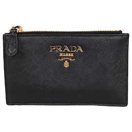 Saffiano Kartenetui Schwarz mit Reißverschluss - Prada