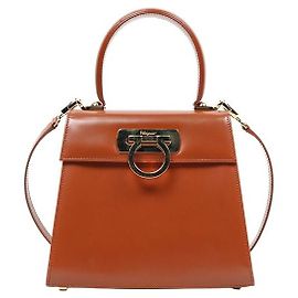 Salvatore Ferragamo Borsa Tote Kelly con manico marrone