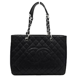 Chanel Borsa a Spalla Grand Shopping Caviar Black Silver Chain