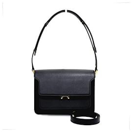 Borsa a tracolla a bauletto in pelle Saffiano nera - Marni