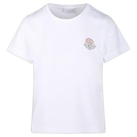 Moncler Damen T-Shirt aus Baumwolle mit Logo Weiß