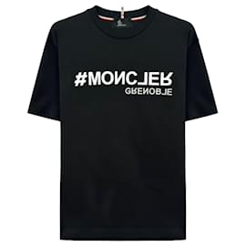 Moncler T-Shirt mit gespiegeltem Logo Schwarz