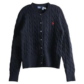 Ralph Lauren Strickjacke aus Baumwolle mit Zopfmuster und Pony-Logo-Stickerei
