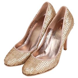 Salvatore Ferragamo Décolleté dorate con paillettes per donna