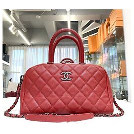 Chanel Caviar Coco Bowling Bag Tote und Schultertasche Small Red