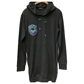 Kapuzenpullover in Schwarz mit Perlenverzierung und seitlichem Reißverschluss - Balmain