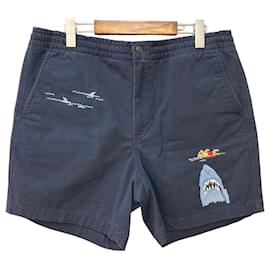 Pantaloncini con bande e ricamo a squalo Polo Ralph Lauren Navy