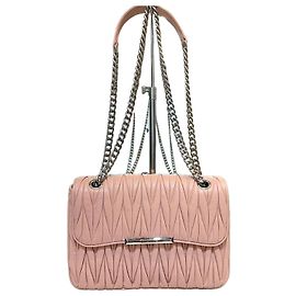 Miu Miu Bolso de hombro acolchado con cadena Rosa claro