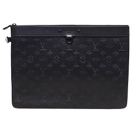 Louis Vuitton Pochette Black Monogram Shadow Clutch Bag