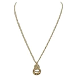 Halskette mit Mini CD Logo Anhänger Gold Twist Ring Vintage - Dior