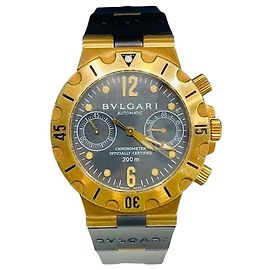 Bulgari Relógio Diagono Scuba banhado a ouro para homem