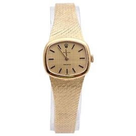 Rolex Reloj Vintage para Mujer en Oro, Esfera de Lino Pequeña