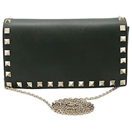 Valentino Mini borsa a tracolla con catena Rockstud in pelle kaki